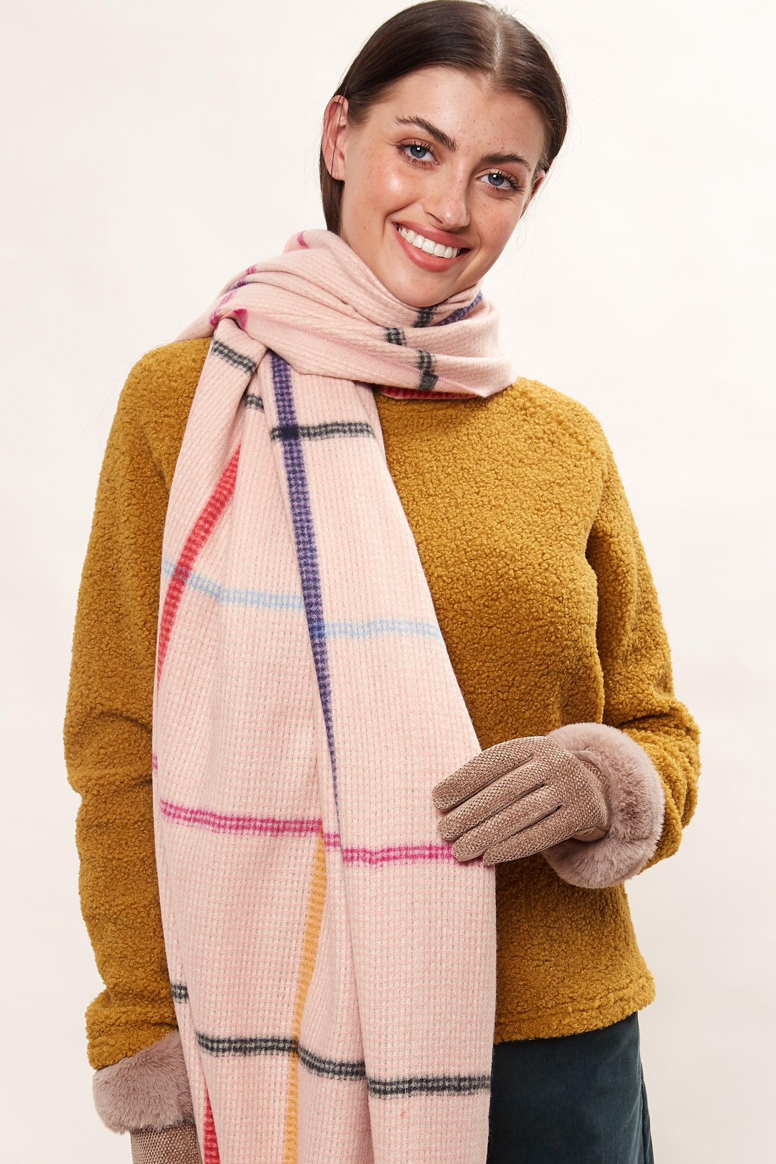 Pink 2024 check scarf