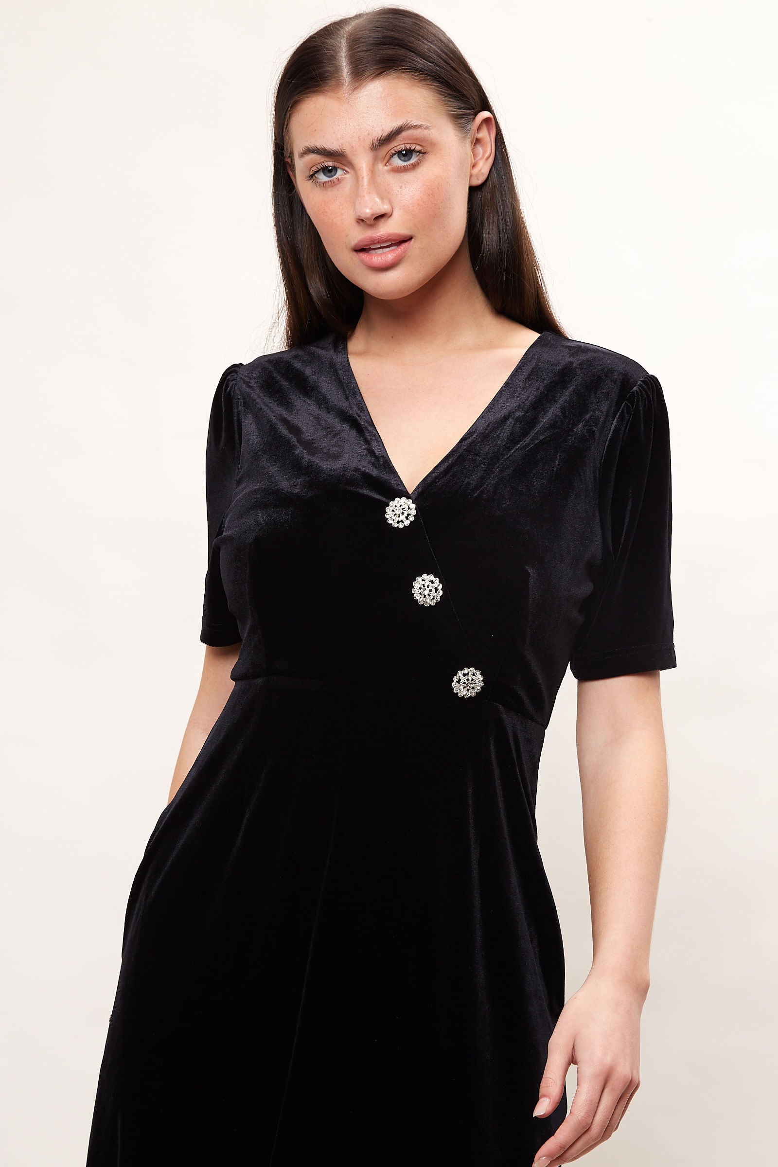 Black button midi on sale dress