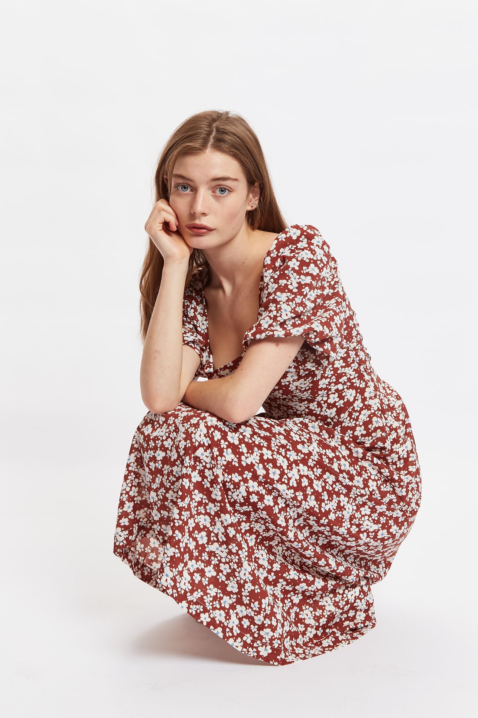 Pull and bear store floral midi dress