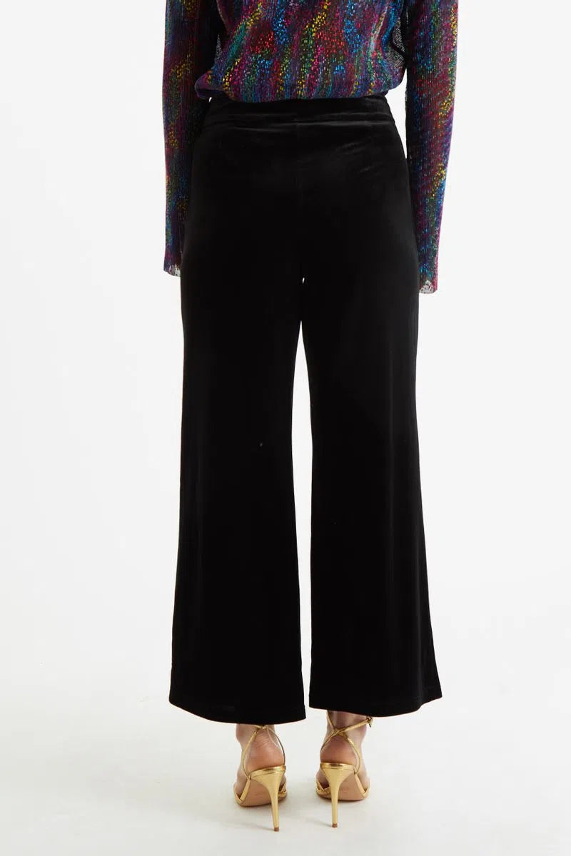 Elegant Velvet Pleated Front Wide Leg Trousers | Good Morrow Co