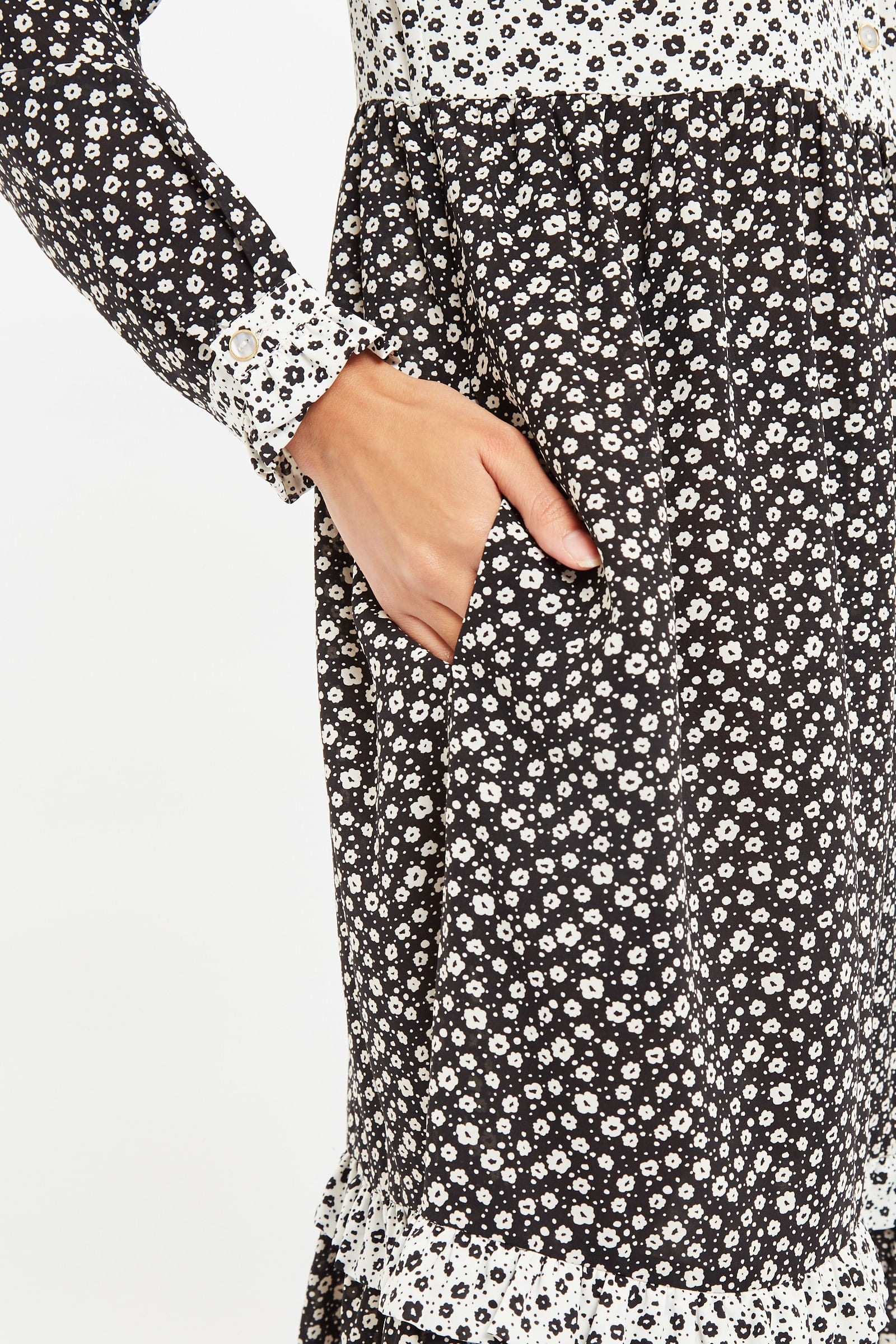 Floral polka dot mix midi dress best sale