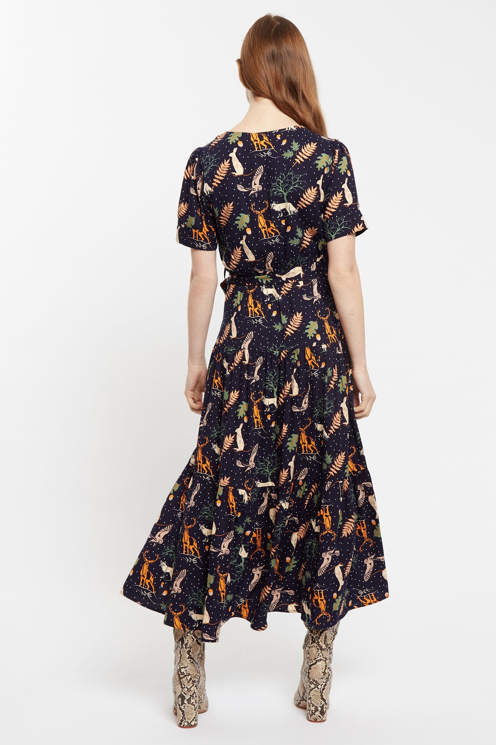 Louche Emin Secret Garden Print Tie Midi Dress