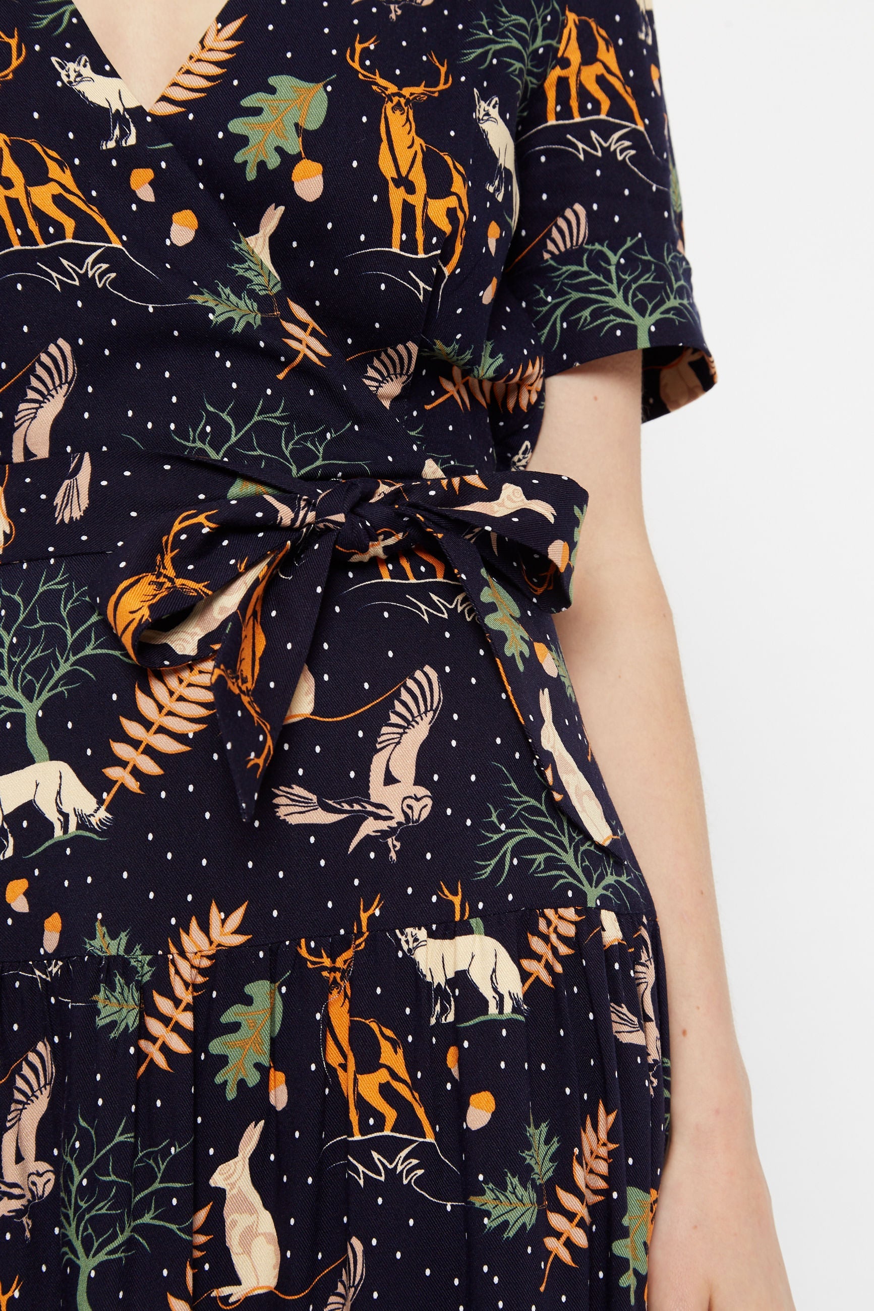 Louche Emin Secret Garden Print Tie Midi Dress