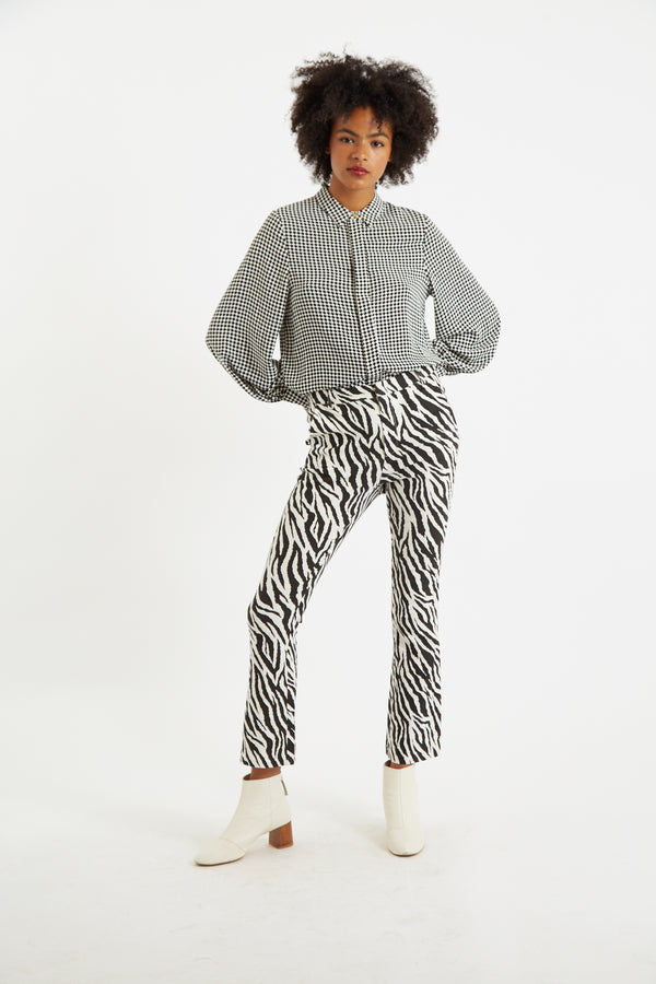 Louche Janelyn Zebra Flared Slim Fit Trouser