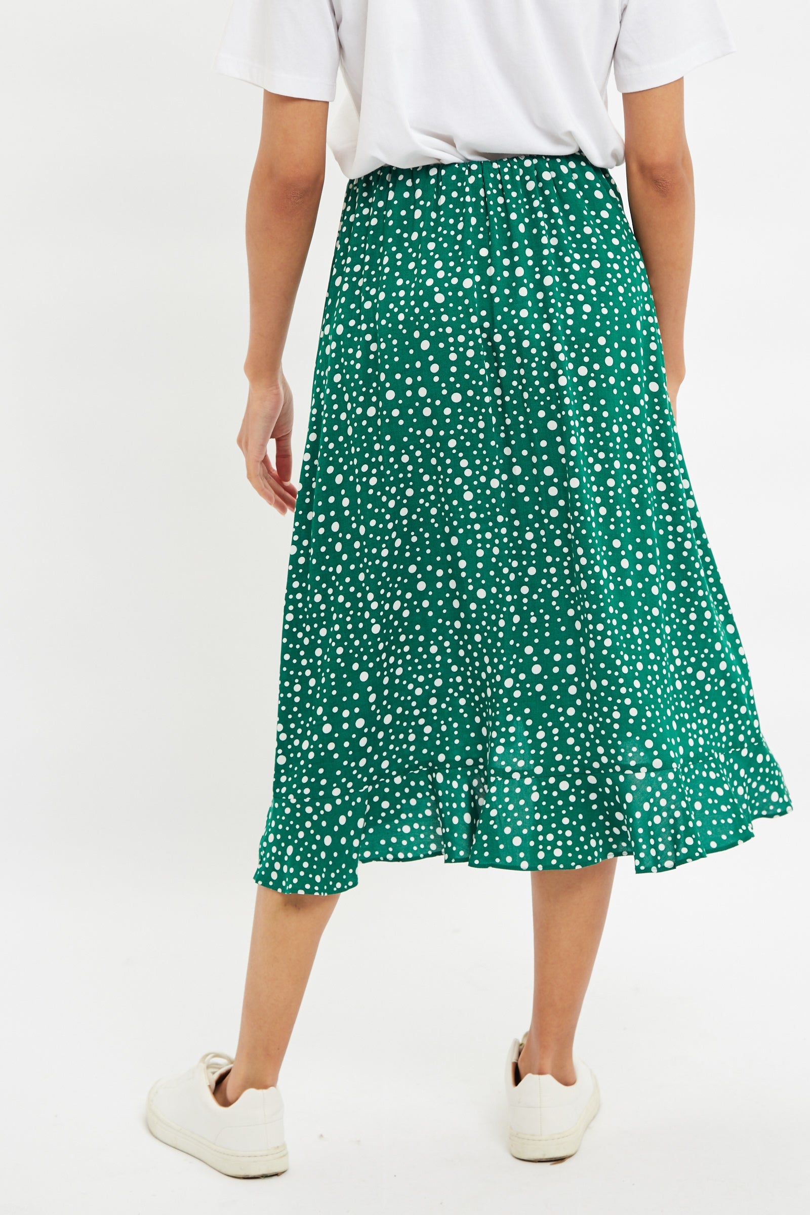 Green polka sale dot wrap skirt