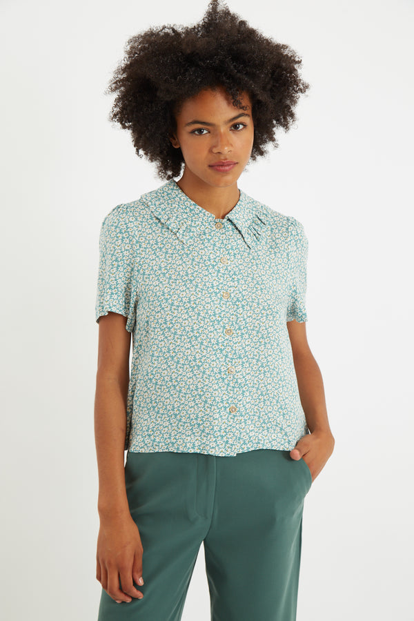 Padma Dazzler Frill Collar Short Sleeve Blouse