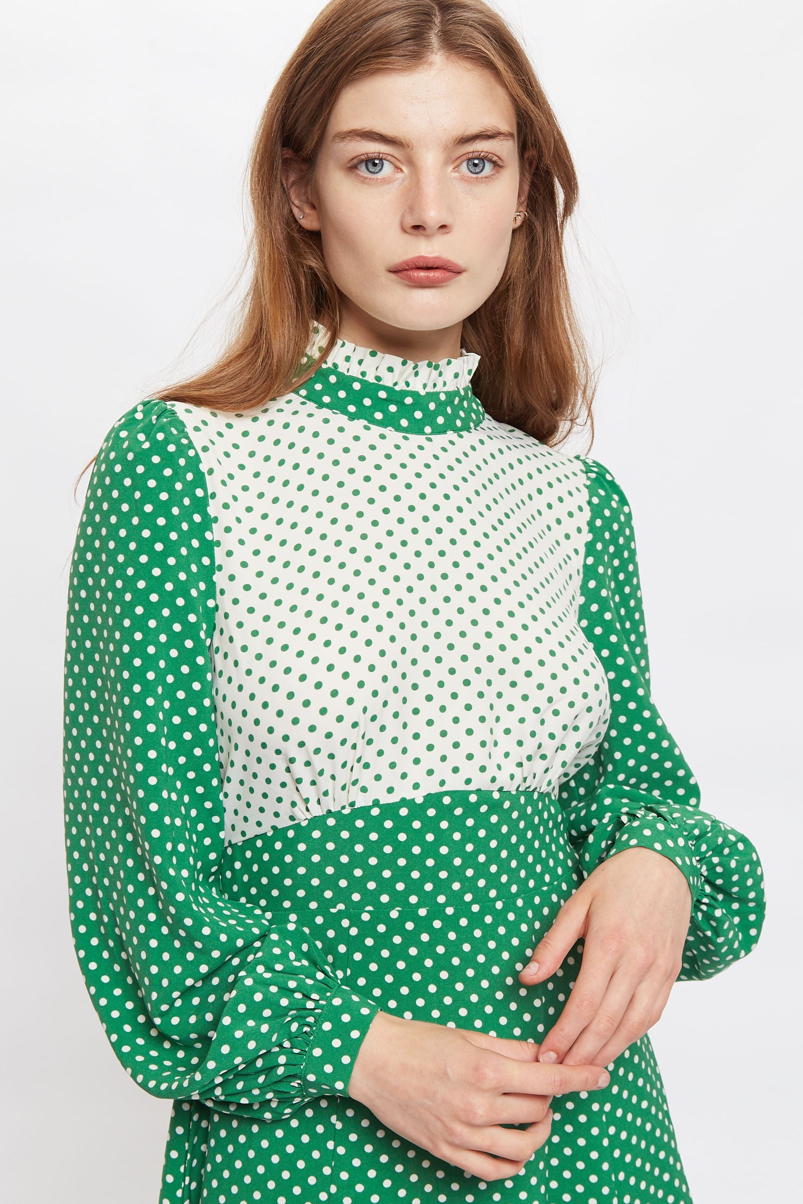 Mango green hotsell polka dot dress