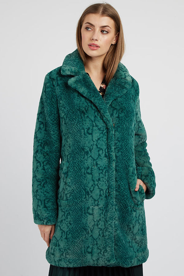 Wainwright Animal Print Fur Coat - Green