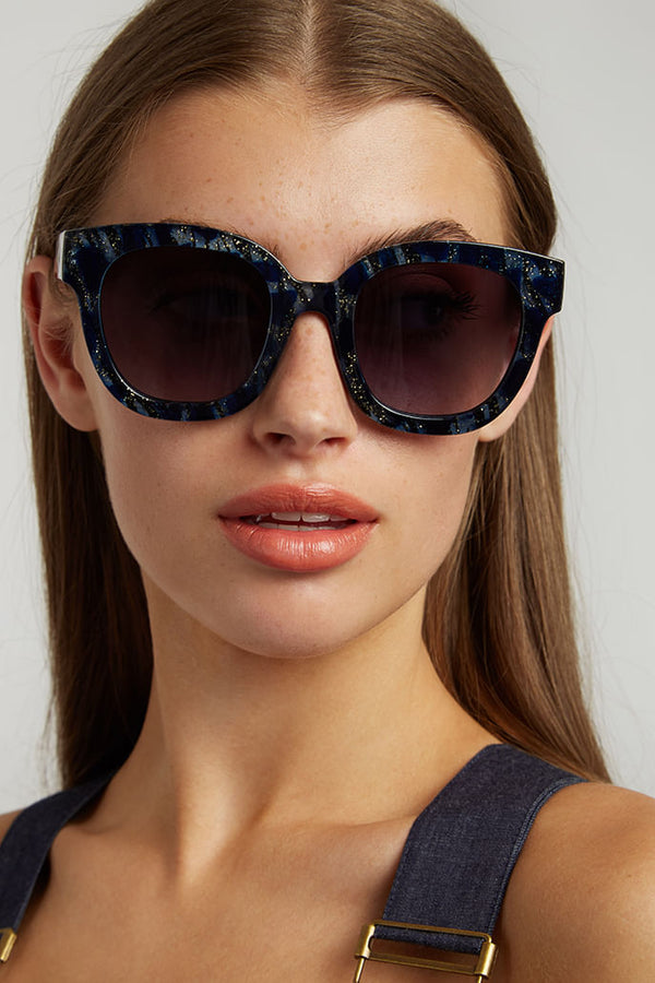 Louche Zabi Glitter Tortoise Shell Sunglasses Blue