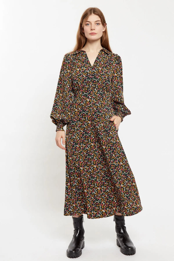 Louche Jussi Dippy Ditsy Print Midi Shirt Dress