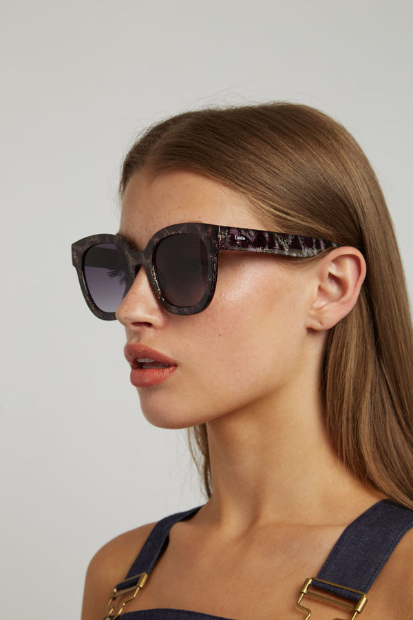 Louche Zabi Glitter Tortoise Shell Sunglasses Purple